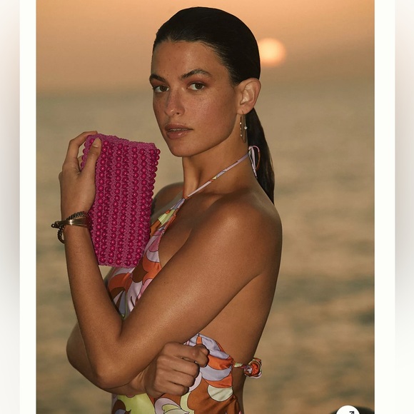 Anthropologie Beaded Crochet Clutch in Pink - Picture 5 of 5